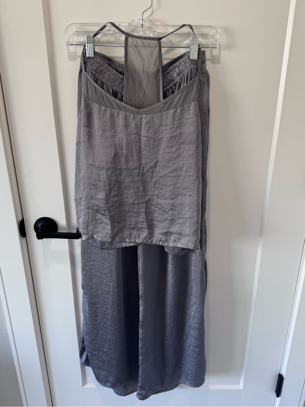 Tahari Gray Layered Maxi Skirt